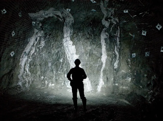 An Geotechnical Engineer underground in the mines