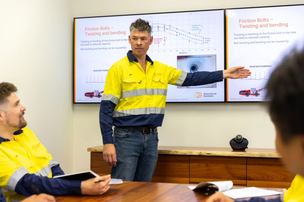 Geotechnical Engineers underground in a mine