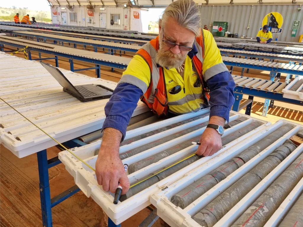 Technicians analysing minerals on mine site